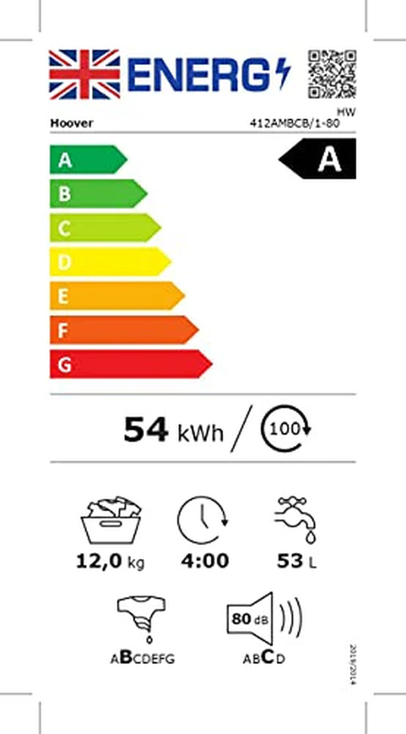 Hoover H-Wash 500 HW412AMBCB Freestanding Washing Machine