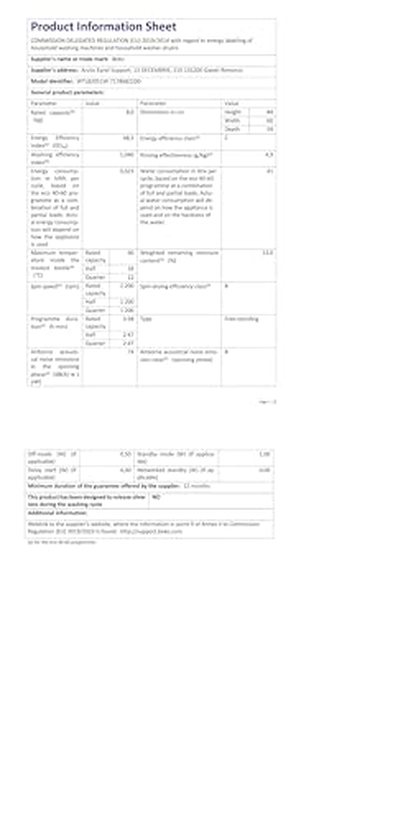 Beko Washing Machine 8 Kg Capacity